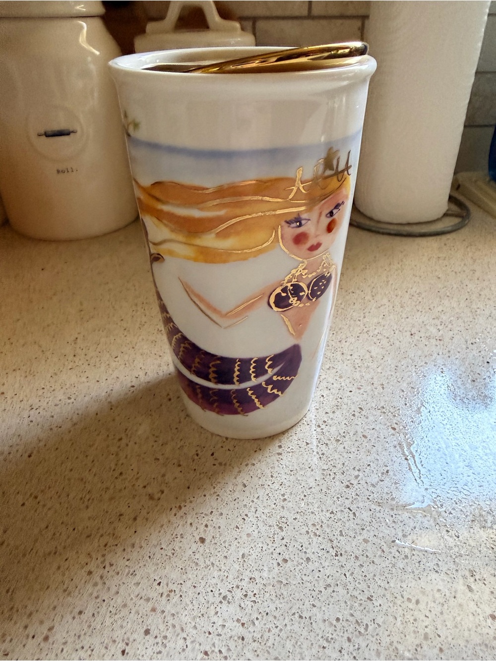 Starbucks Ceramic Mermaid Tumbler in Purple and Gold
